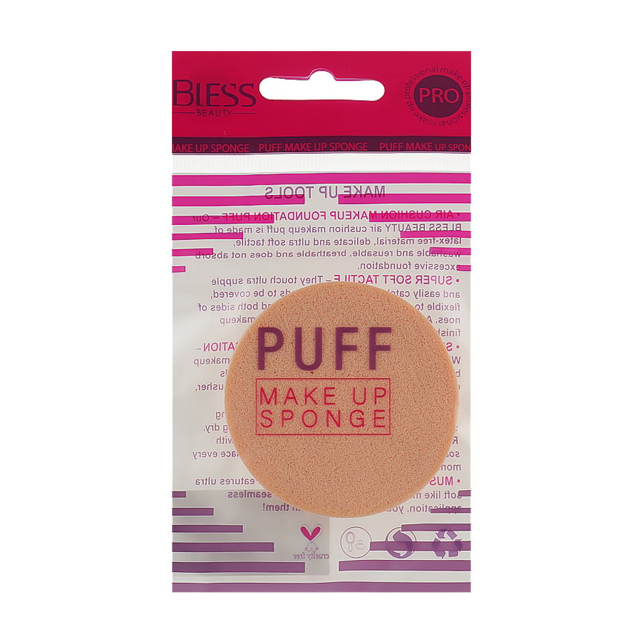 Спонж для пудри Bless Beauty Puff Make Up Sponge, круглий, 1 шт